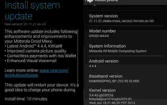 Android 4.4.4来到Motorola Droid Maxx，Ultra和Mini
