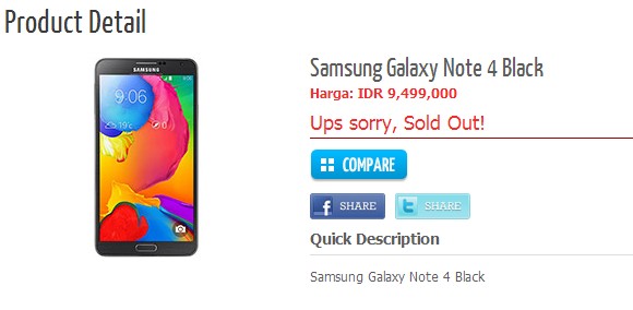 Galaxy Note 4列表点到600欧元的价格标签，两个版本