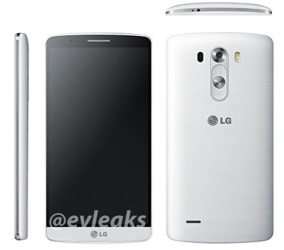 新闻呈现为白色和金表面的LG G3