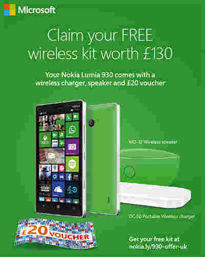 诺基亚Lumia 930在英国附带额外的配件