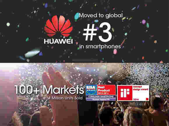 Huawei Now＃3智能手机制造商，升起P6售出4米