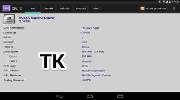 CPU-Z为Nexus 9确认64位Tegra K1 SoC