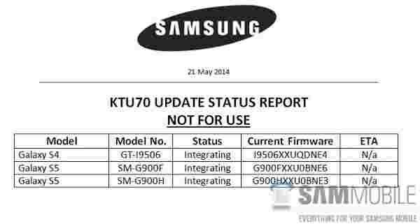 三星测试Android 4.4.3 Galaxy S5和Galaxy S4