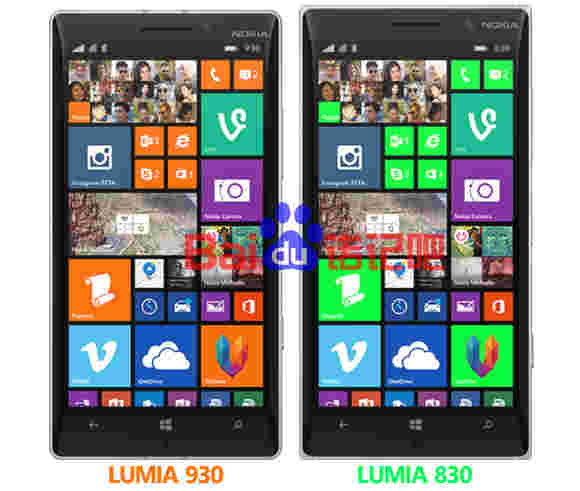 渲染将诺基亚Lumia 830与Lumia 930进行比较