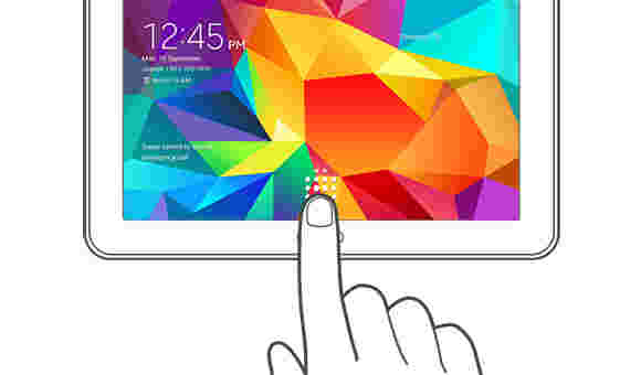 三星Galaxy Tab的平板电脑具有指纹传感器