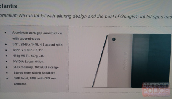 HTC Nexus 9规格泄漏与定价信息和第一张图像