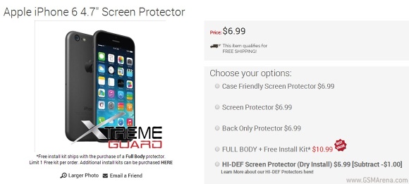 iPhone 6渲染在屏幕保护器上市