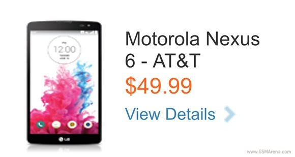 摩托罗拉Nexus 6上市出现在AT＆T的网站上