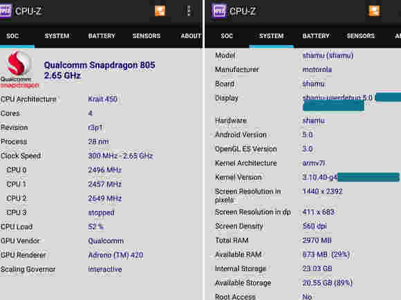 摩托罗拉Nexus 6通过CPU-Z，确认芯片组