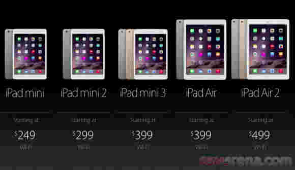 Apple iPad Air，iPad Mini 2和iPad Mini获得降价