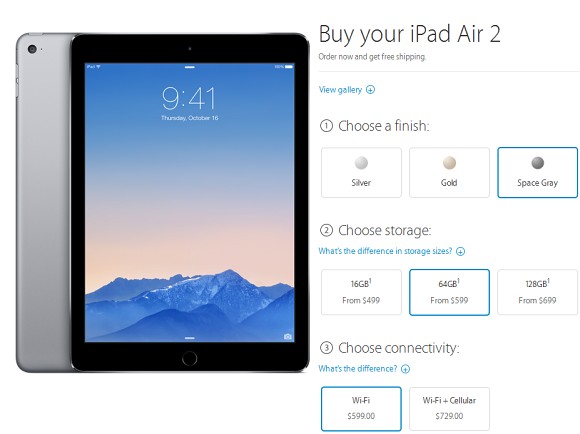 Apple iPad Air 2和Mini 3进行预订