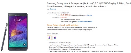 三星Galaxy Note 4和Note Edge德国预订推出