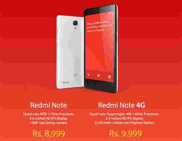 小米在印度推出Redmi Note和Redmi Note 4G