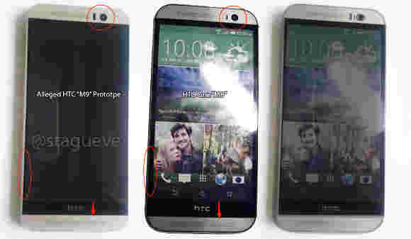 HTC一个（M9）与一个新的泄漏图像中的一个（m8）相比