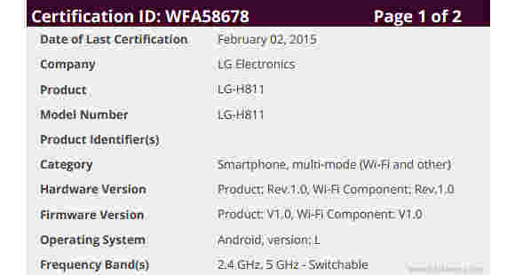 lg h811  -  lg g4？  - 由Wi-Fi Alliance认证