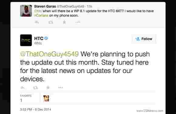 HTC 8XT将在本月末获得WP 8.1