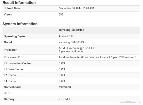 Galaxy Note 4带Snapdragon 810由基准确认