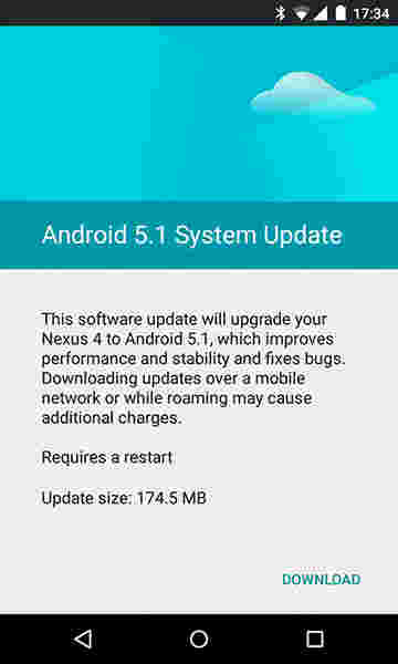 Google Nexus 4获取Android 5.1 Lollipop更新