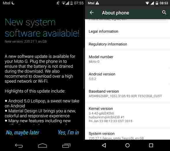 Moto G（2013）在英国获得Android 5.0.2 Ota
