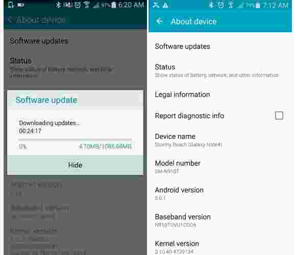 T-Mobile的Galaxy Note 4终于获得了Lollipop更新