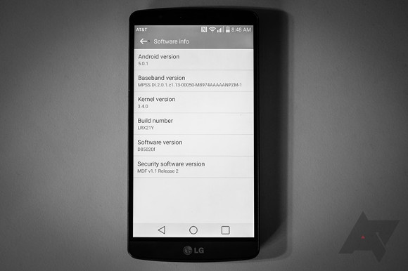 AT＆T的LG G3也接收了Android Lollipop更新