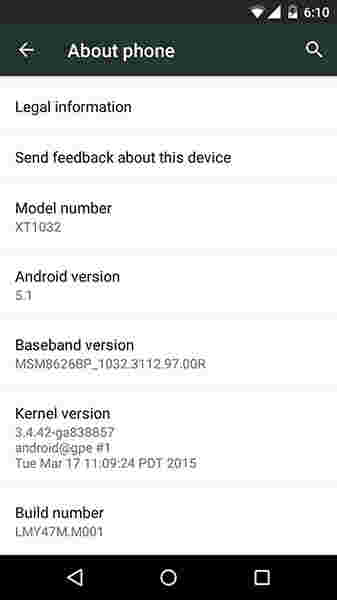 Moto G GPE获取Android 5.1 OTA更新