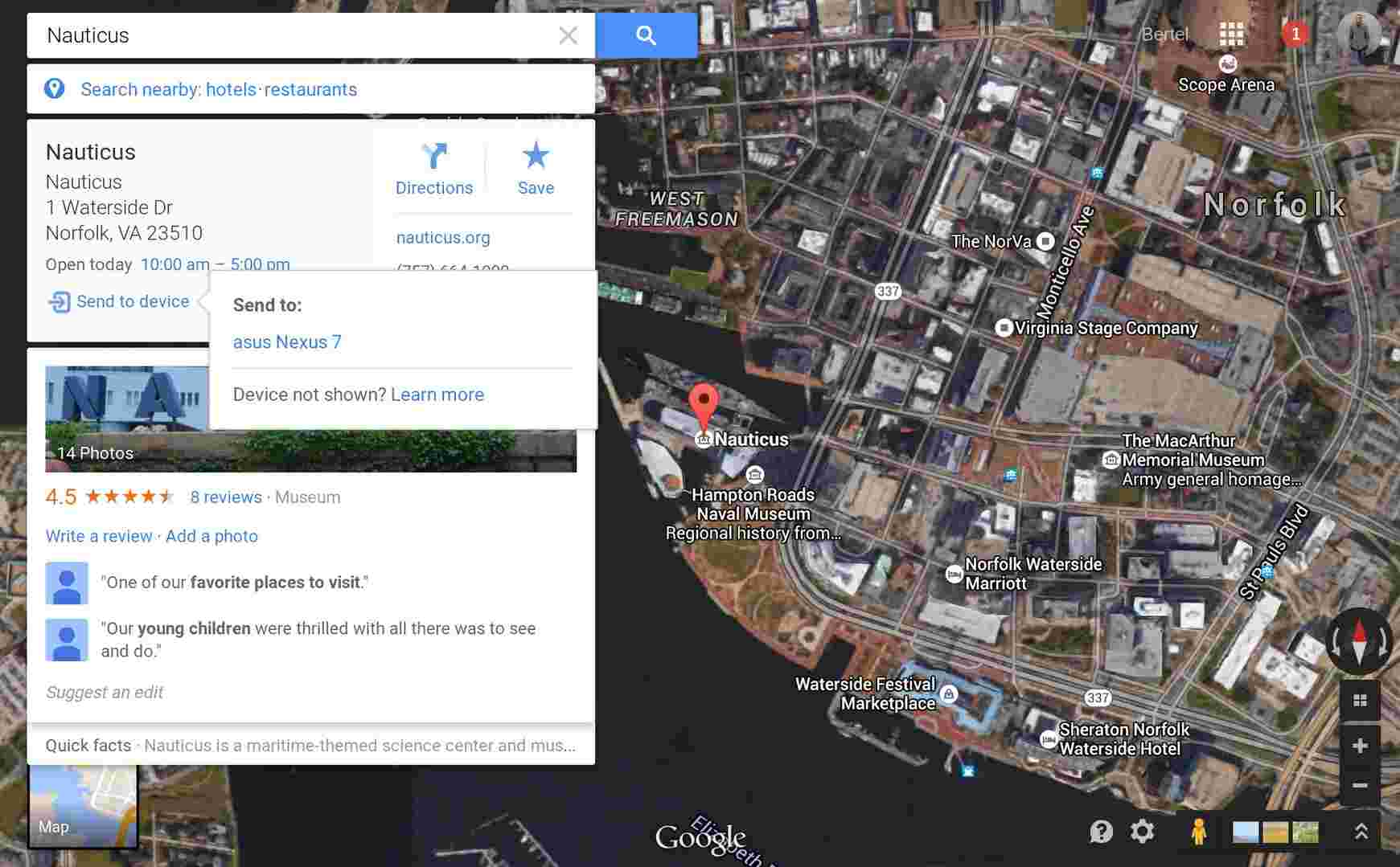 Google在桌面Google地图上添加了“发送到设备”按钮
