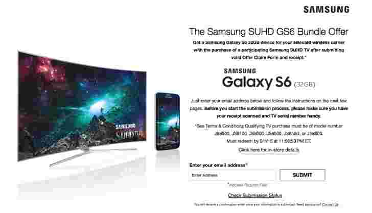 三星提供免费的Galaxy S6，在美国选择4K Suhd电视
