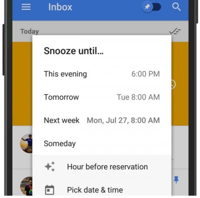 Gmail收件箱添加了新的贪睡选项