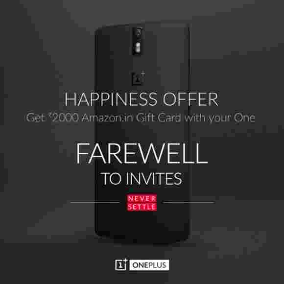 oneplus提供32美元的亚马逊礼品卡与印度的一个