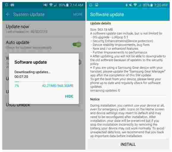 Android 5.1更新在Sprint上达到Galaxy S6和S6 Edge