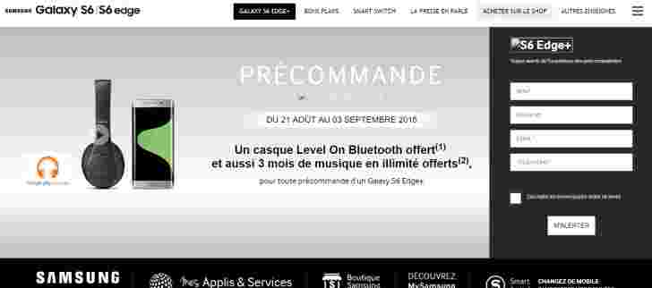 三星法国：Galaxy S6 Edge +于8月21日进行预订