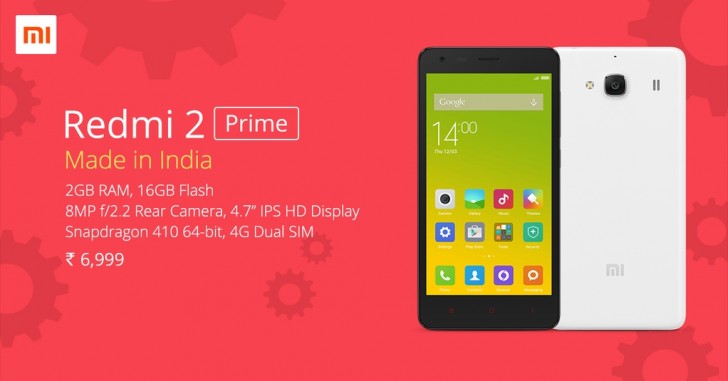 小米推出印度制造的Redmi 2 Prime