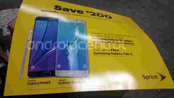 Sprint $ 200贸易传单显示Galaxy Note 5和S6 Edge +