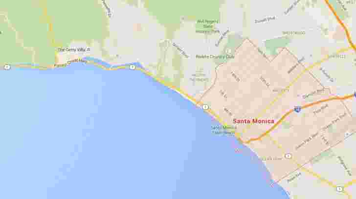 谷歌地图在洛杉矶海岸线上显示全球变暖效果