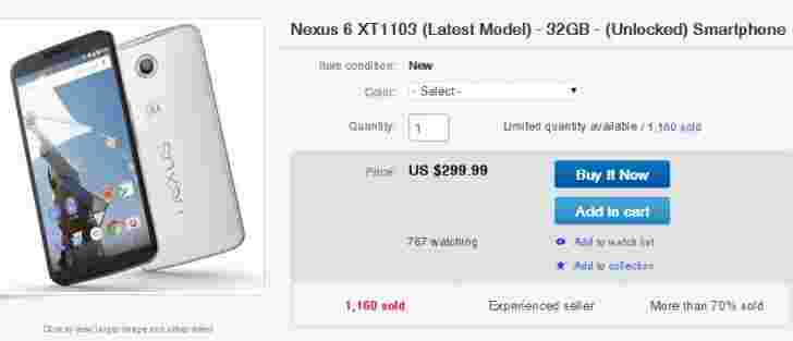 Nexus 6现在可以在美国提供299.99美元