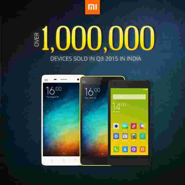 Q3在印度销售了一百万部手机的Xiaomi