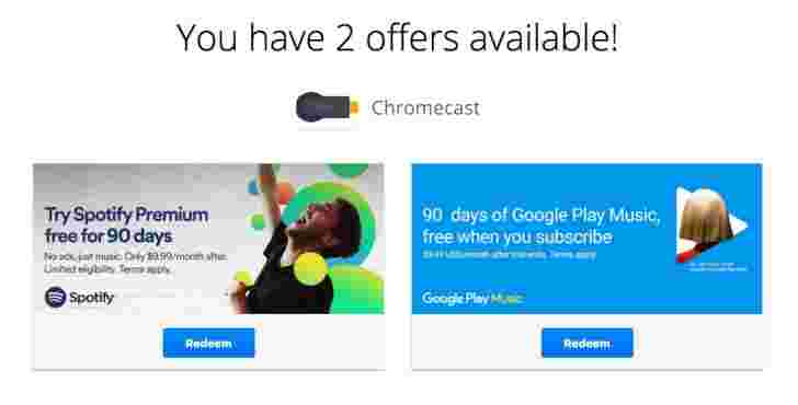 Chromecast所有者提供3个月Spotify Premium订阅