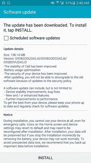 现在Galaxy S6 Edge +接收其第一个软件更新