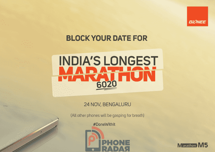 Gianee Marathon M5印度推出预定于11月24日