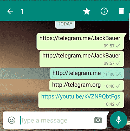 WhatsApp阻止了Android上的电报链接
