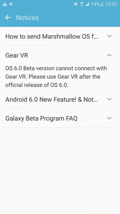 Galaxy S6 / S6 Edge Marshmallow Beta与Gear VR不兼容
