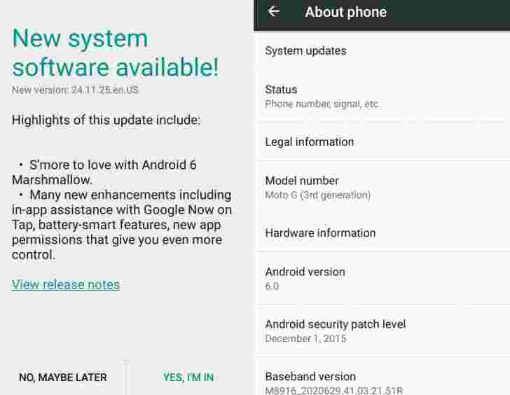 MOTO G（第3 Gen）开始接收Android 6.0棉花手机更新
