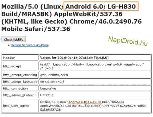 用户代理程序配置文件显示新的LG手机;可能是g5