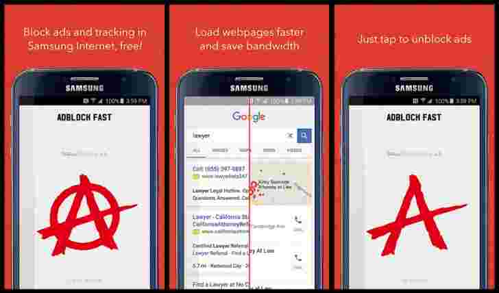 用于三星的Android浏览器的广告阻止应用程序由Google拉动