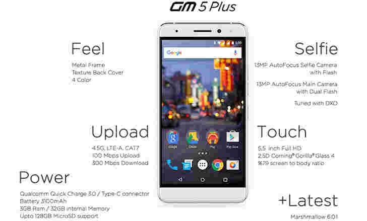 General Mobile Gm5 Plus：高档中档，300美元Android One Phablet，其中包含5.5“屏幕