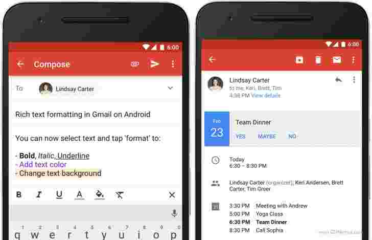 Gmail for Android获取丰富的文本格式和即时RSVP