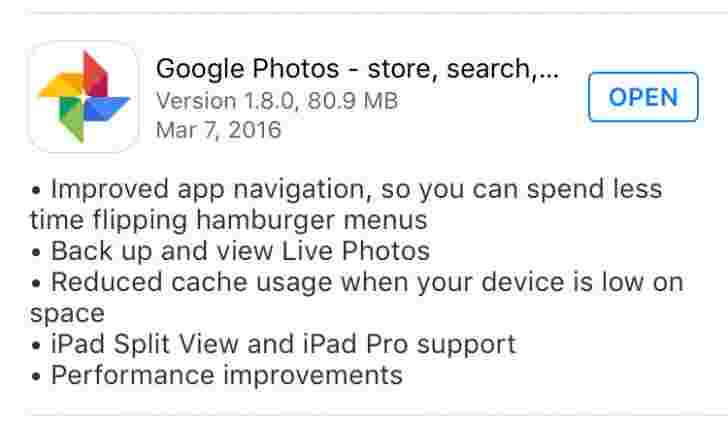 在iOS上添加到Google照片的实时照片和拆分视图支持