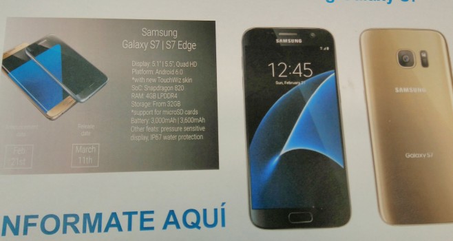 三星Galaxy S7和S7边缘手册显示所有，3月11日推出