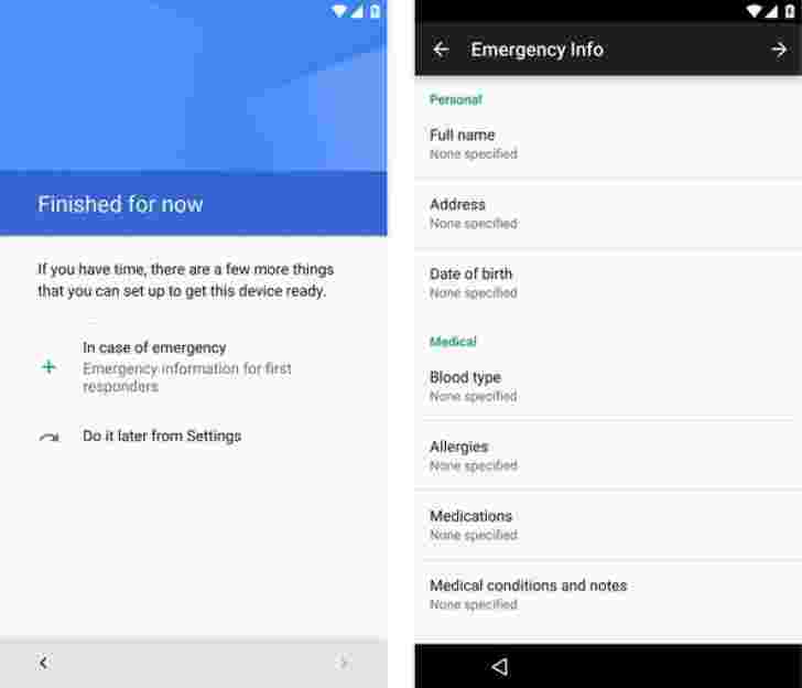 Android N附带紧急信息屏幕